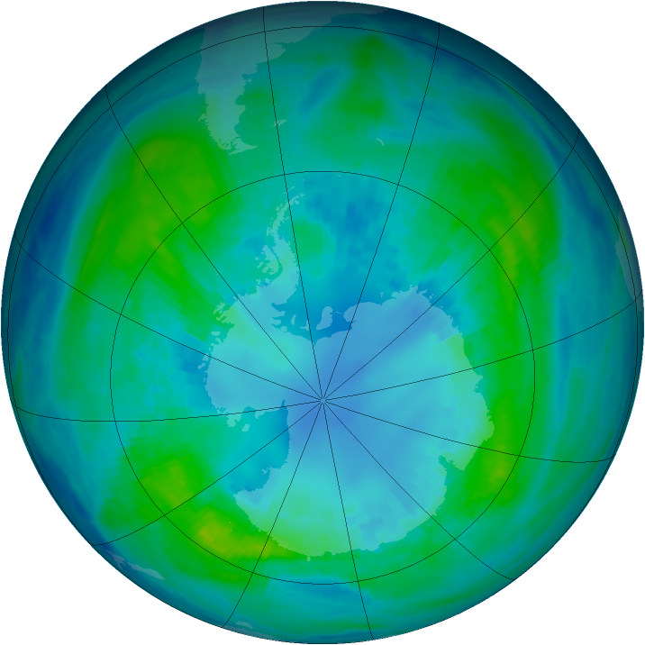 Antarctic ozone map for 17 April 1988